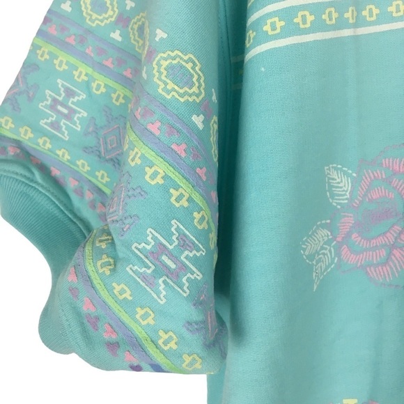 VINTAGE Blast Short Sleeve Puff Sweatshirt Top Southwestern Roses Medium NWT - Picture 5 of 13